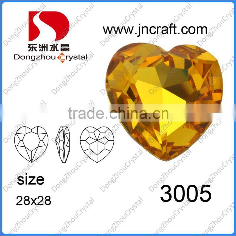 China factory lead free K9 point back Crystal Vitrail Medium heart fancy crystal stone with claw for clothes