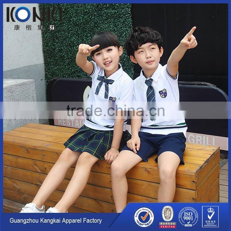 white school uniforms shirt navy short/skirt school uniform factory