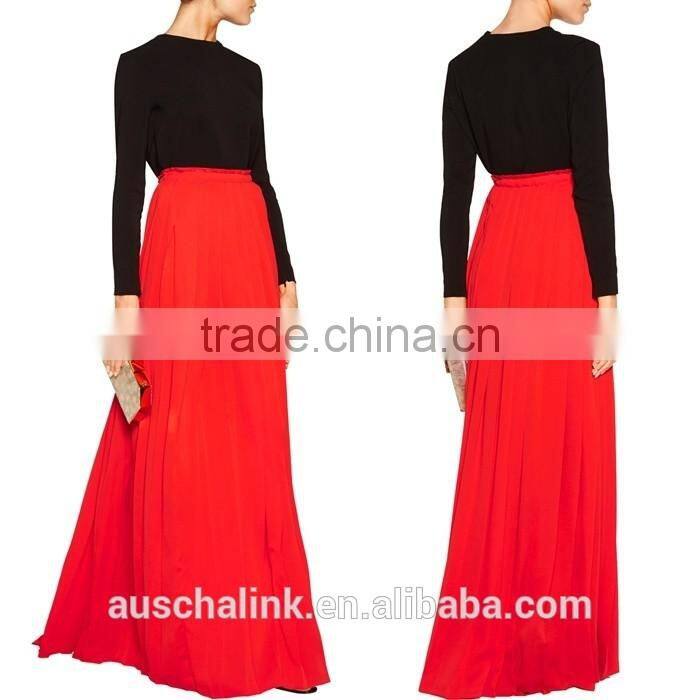 new arrival high quality ladies red long chiffon maxi skirt OEM service