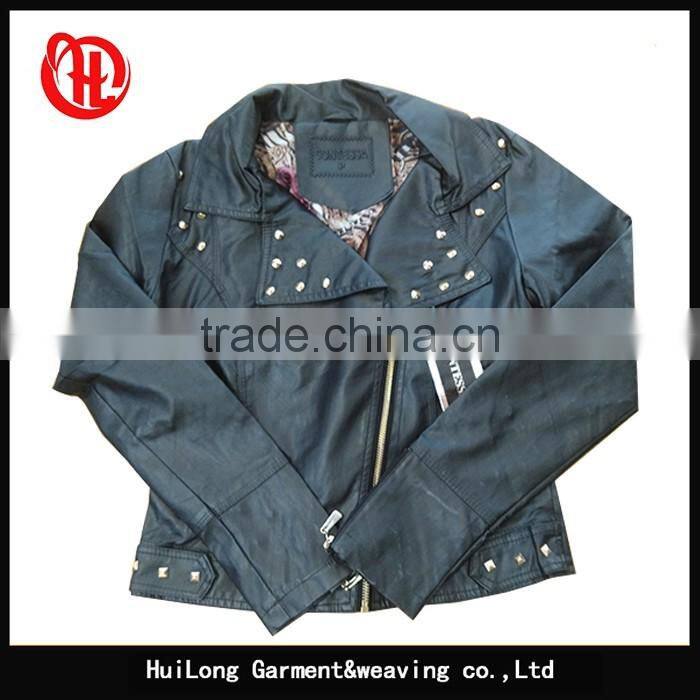 2017 ladies PU short cool motorcycle jacket wholesale