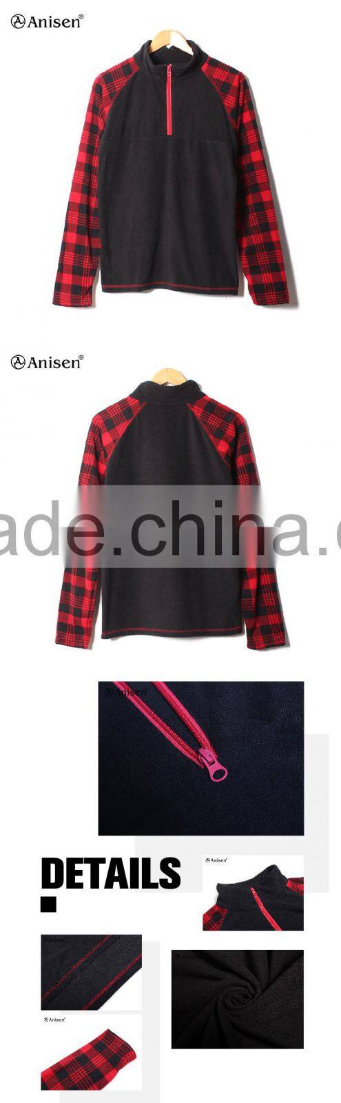 wholesale factory oem hooded women fleece plaids jacket