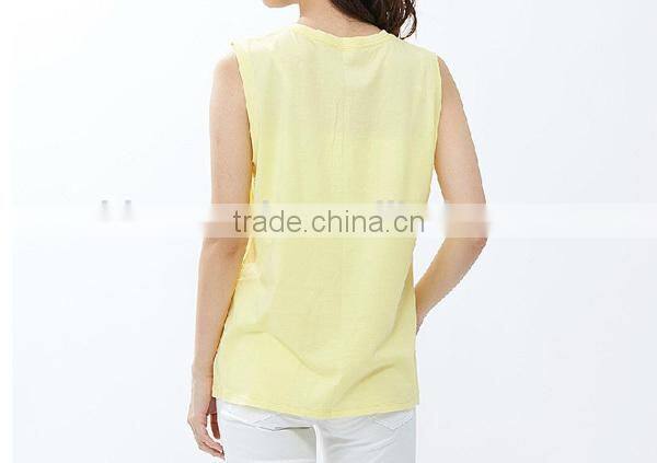 modern designs soft fabric ladies bright color sleeveless t shirt