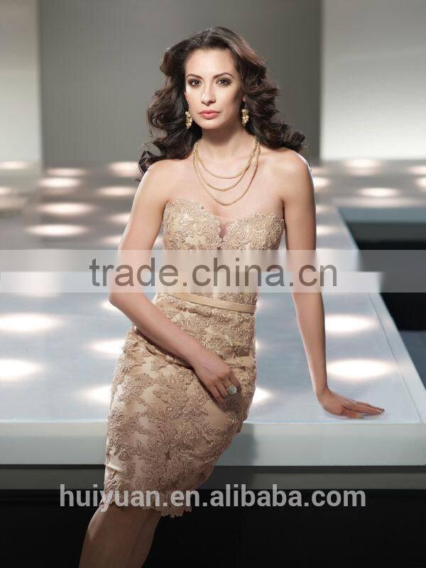 sexy formal lace strapless knee length women short dress