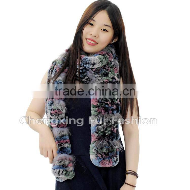 CX-S-55F New Latest Design Real Rex Rabbit Fur Winter Poncho Shawl Scarf