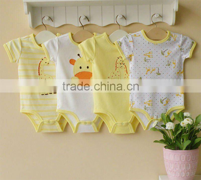 mom and baby 2012 summer baby wear 100% cotton embroider short sleeve bodysuit