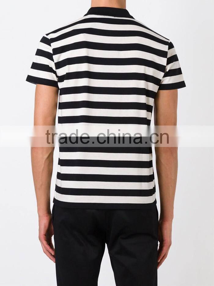 High quality striped black and white cotton polo shirt for male