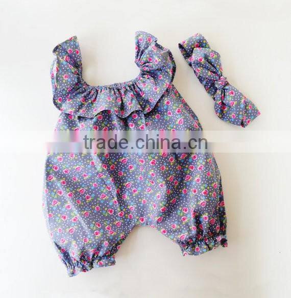 Wholesale Baby Clothes Summer Baby Romper Floral Ruffle Design Bodysuit