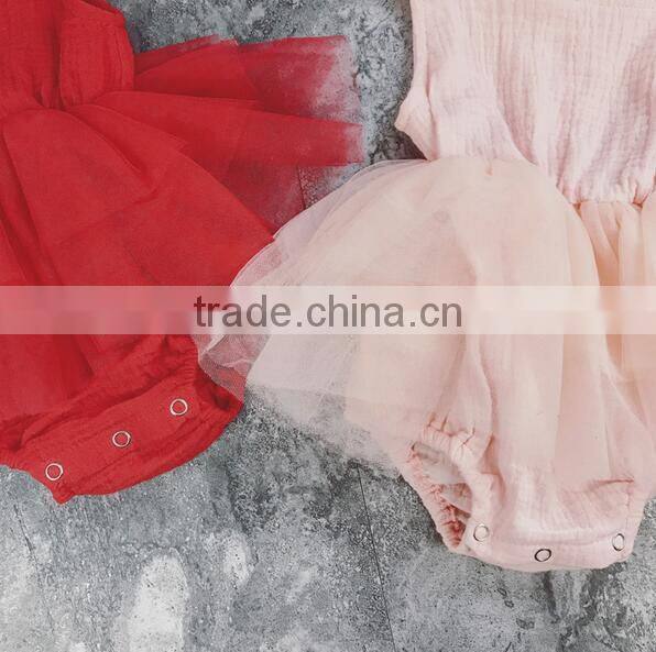 Solid Red Muslin Bodysuit Baby Girl Rompers Tutu Skirt Bulk Sale Baby Jumpsuit Design Pictures