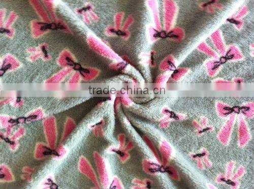 100% Polyester Lovely Printed Knitted Coral Fleece Fabric For Housecoat