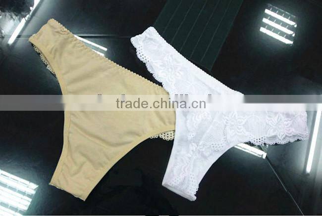 Factory hot selling sexy lace transparent thong women underwear