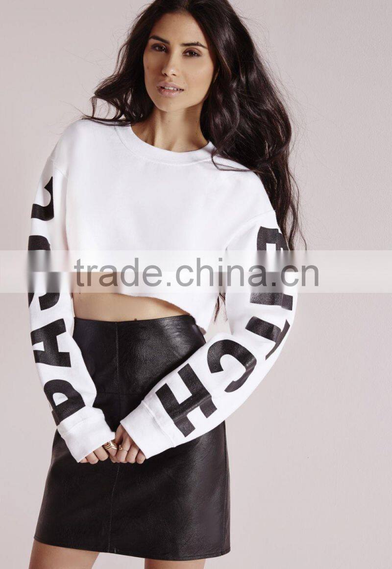 Latest design fashion cropped sweater long sleeves women sweater