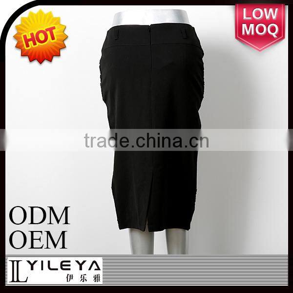 new design high waist narrow embroidered denim skirt