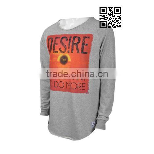 Wrinkle Free CVC Fabric mens printing pullover sweatshirt hoodie