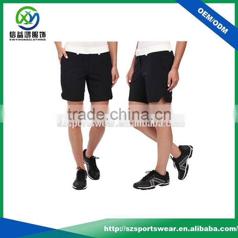 Moisture wicking Notched hems contrast waistband golf shorts wholesale