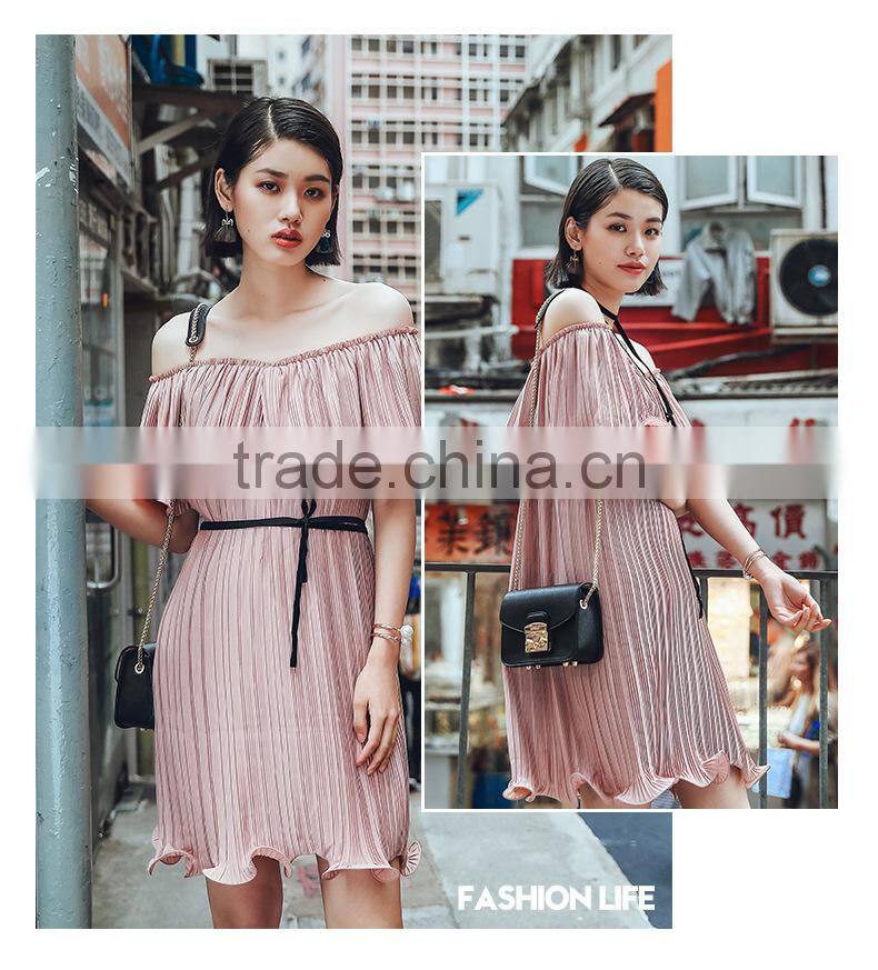 Dresses 2017 summer style sweet one off shoulder pleated elegant wedding favors chiffon dress