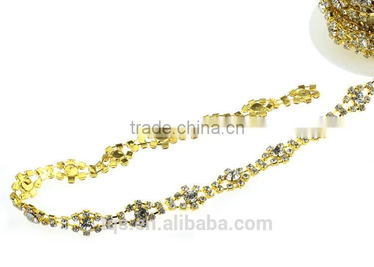 Acrylic Stones Cup Chain Tibbons Embroidered with Rhinestones