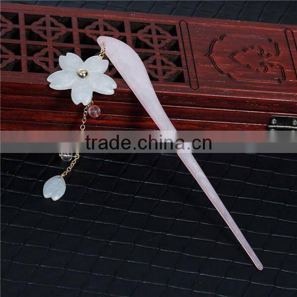 New Fashion Pink White & Red Flower 13.8cm Resin Wedding Hairpins