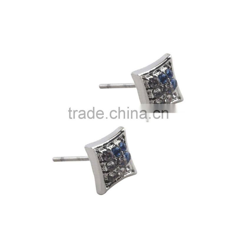 Customized New 2016 Latest Fashion 925 Sterling Silver Diamond Hiphop Earring For Young Women Wholesale