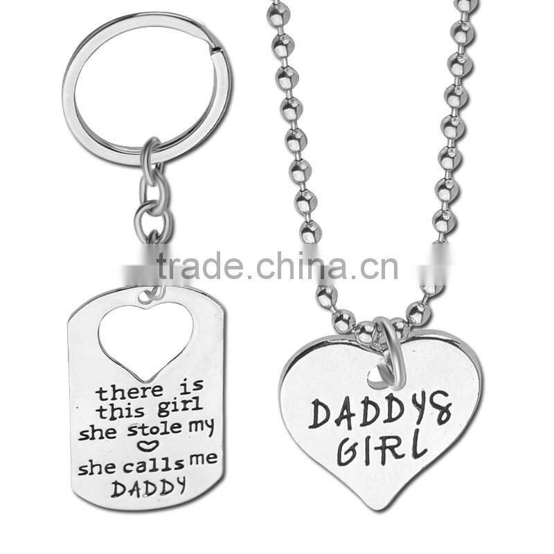 Fashion DIY Keychain and Necklace Heart Gift New Mommy Daddy Mother Father's Day