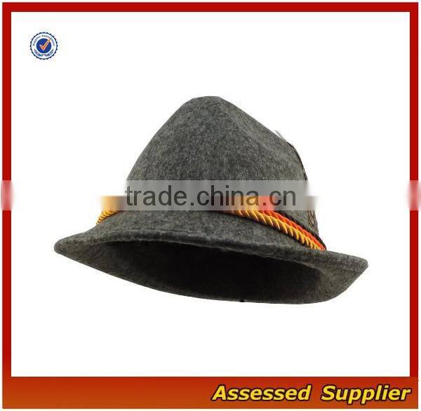 Custom high quality fedora wool hat man hat traditional oktoberfest german felt hat with feather for oktoberfest festival