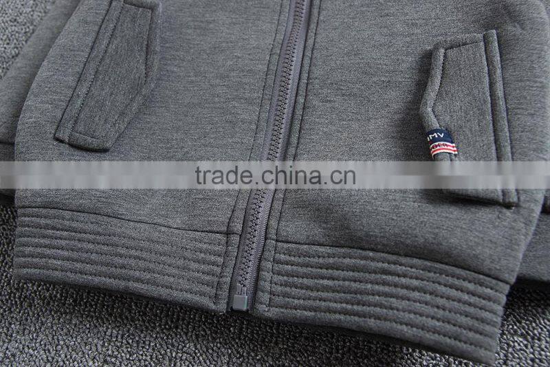 High quality 100% cotton zip up children fleece jacket