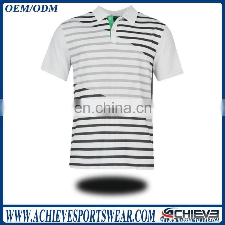 2017 New lifestyle men polo shirts sports performance stripes sublimated polo tshirts