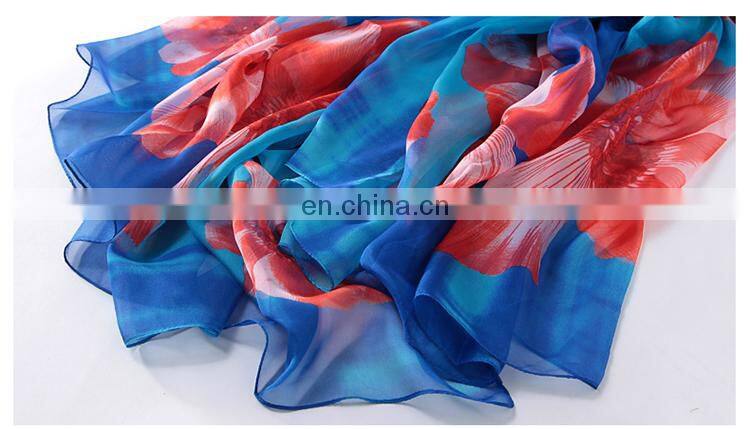 Lingshang silk scarf female chemical fiber scarf ultralarge thin summer sunscreen cape beach towel scarf long design