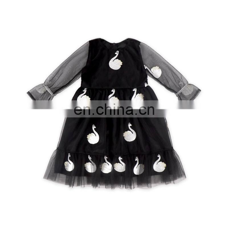 Spring autumn girls dress casual long sleeves lace mesh floral kids dresses girl cute princess dress