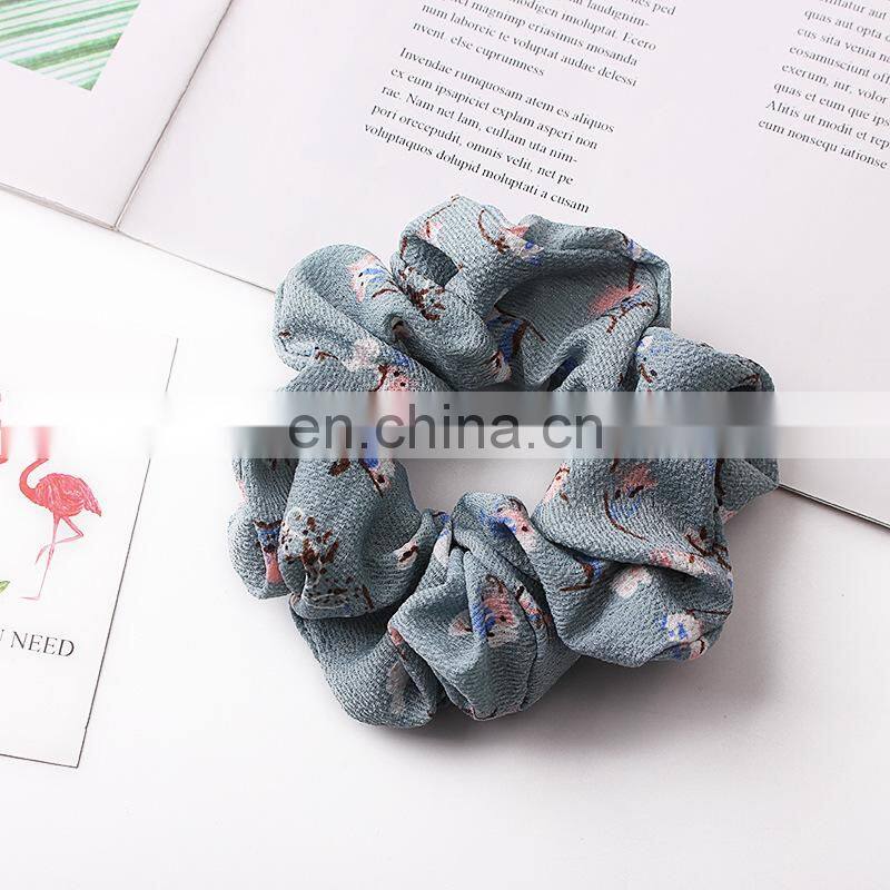 Vintage Hair Scrunchies Lady Crinkle Chiffon Scrunchie Women Flower Elastic Hair Bands Girls Headwear Floral Rubber Hair Tie
