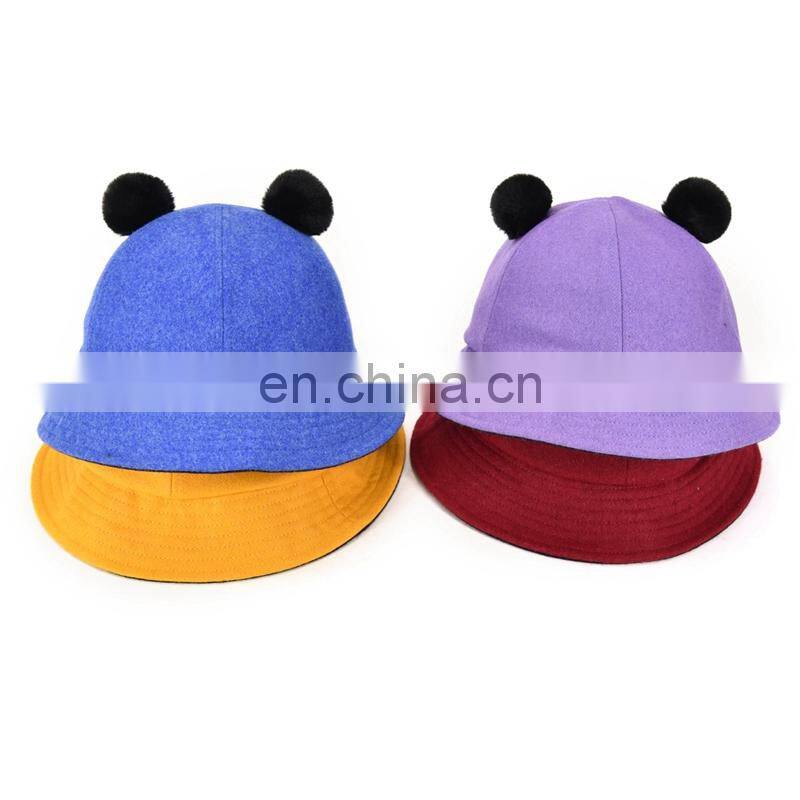 Keep Warm Custom Melton Wool Bucket Hats For Kids