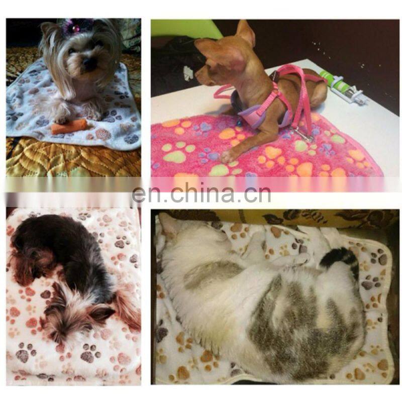 Pet Dog Blanket Warm Fleece Fabric Mat Paw Print for Small and Medium Dogs Blanket