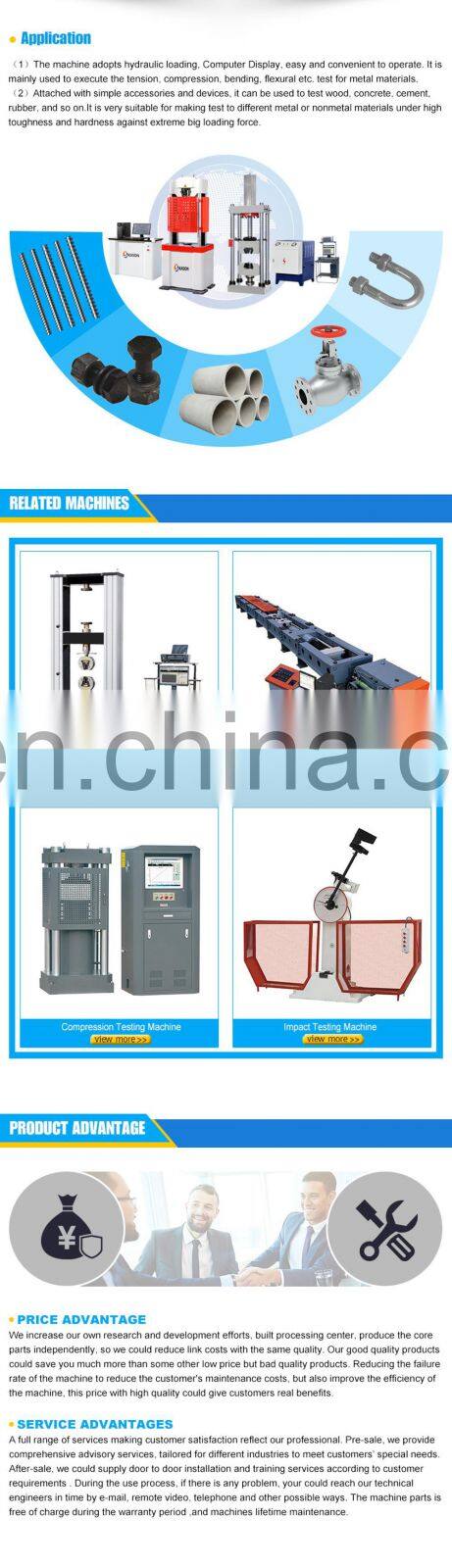 WAW-1000KN 100Ton Computerized Electro-hydraulic Servo Universal Testing Machine for Steel Rebar Tensile Testing