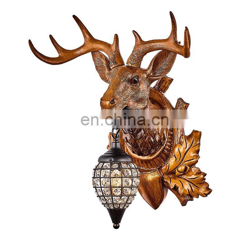 Nordic Antlers Wall Lamp Home Decor Retro Art Deer Head Wall Light Living Room Bedroom Aisle Background Wall Sconce Lighting