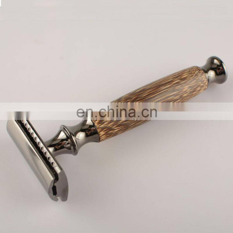 Private Label Razor Blade Black Bamboo Wood Double Edge Safety Razor