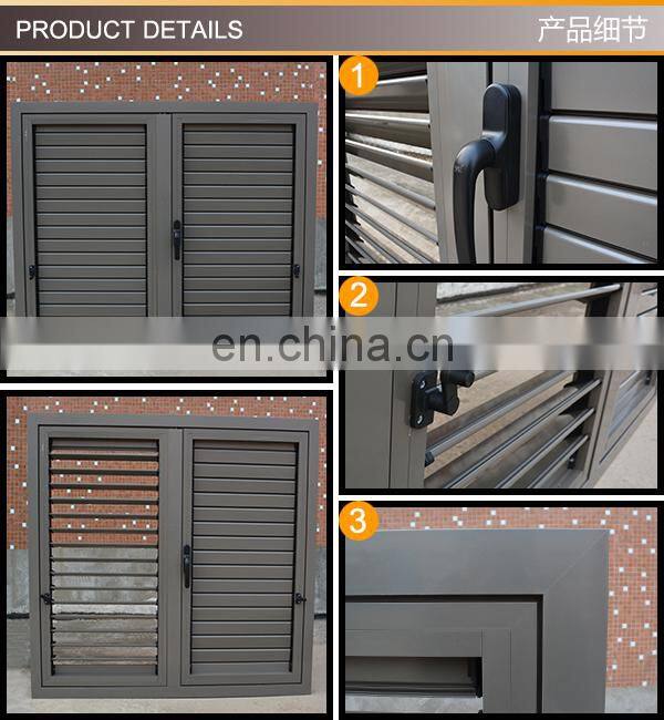 Factory product double tempered glass aluminum profile shutter/louver window crank devices hardware