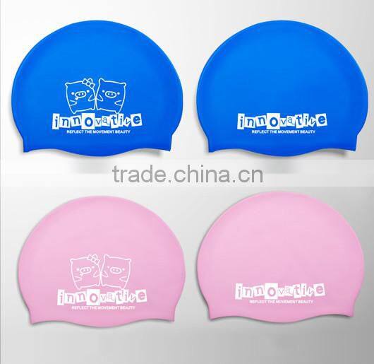 High quality custom colorful nude silicone swim cap For Long Hair