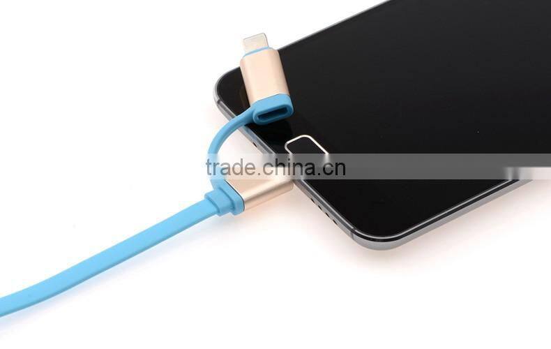 Fast charging usb cable 2in1 8pin micro usb data cable Micro usb cable for iphone, for android phone