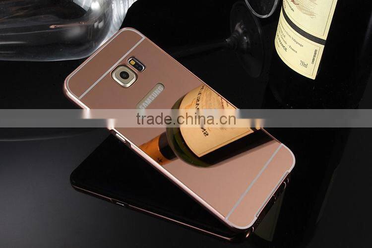 For samsung s6 edge plus bumper case with mirror back,gold aluminium bumper case For samsung galaxy s6 edge plus