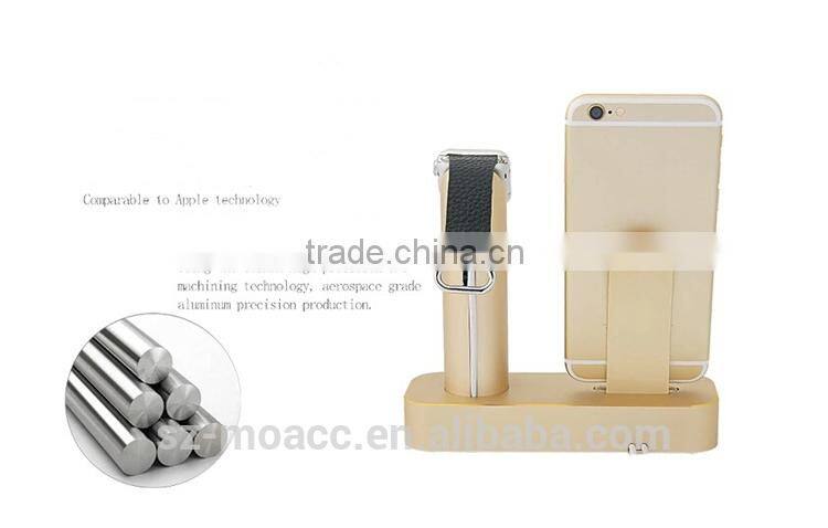High quality for apple watch stand aluminum with stand battery charger for iPhone 5/6/6plus