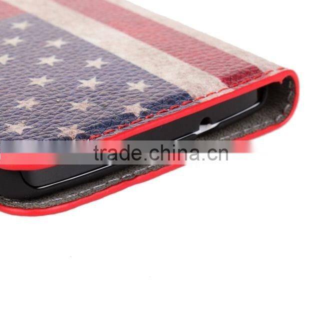 Wholesale price Flag leather cover case with card slots For HTC One mini M4