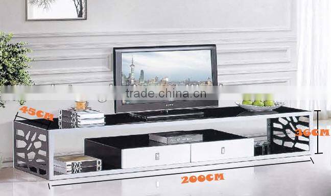 2014 stainless steel frame toughened glass surface TV stand tv-839#