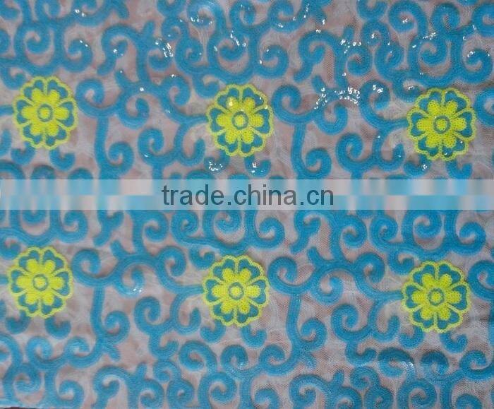 High quality sequined embroidery lace fabric for sale