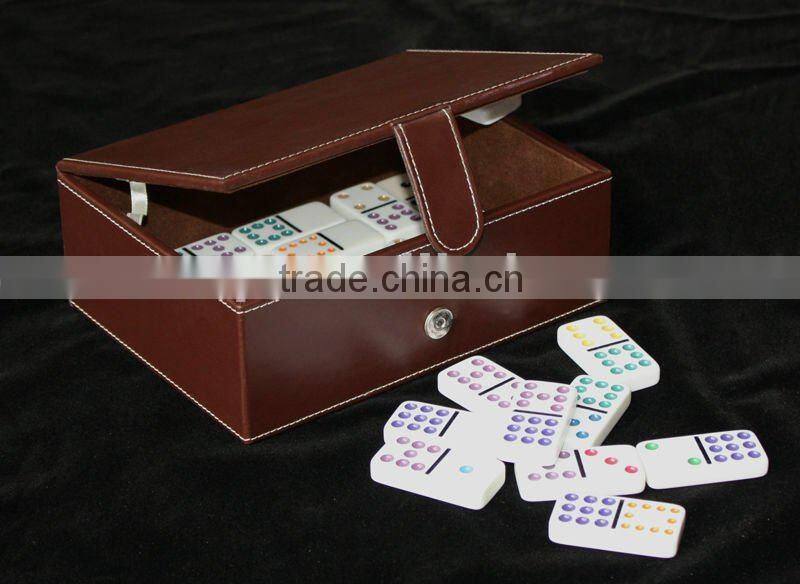 Leather Double Six Domino Game Set