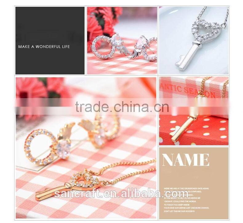 Love heart cubic zirconia best selling 2016 18k gold plated jewelry set