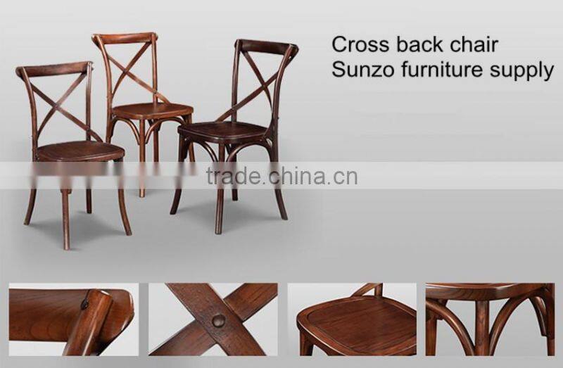 Oak wood x cross back chairs with soft cushions
