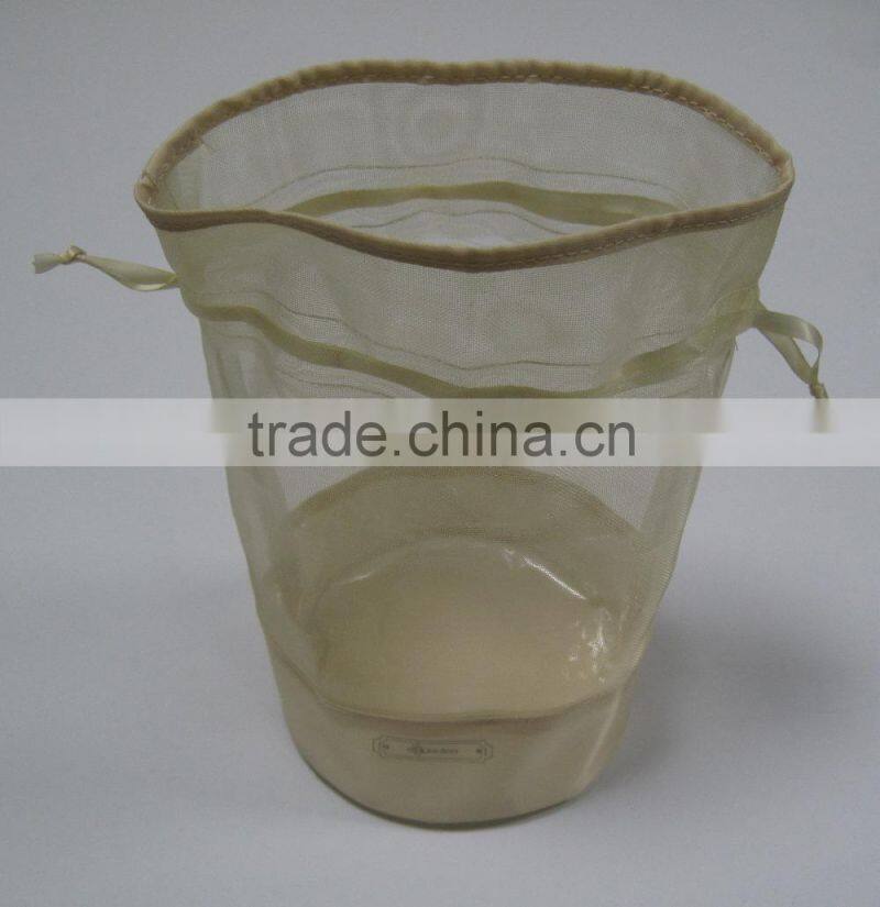 Clear poly mesh drawstring cosmetic bag