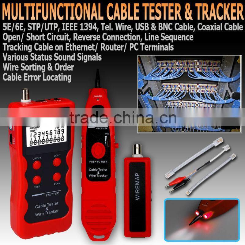 LAN Phone wire USB coaxial 1394 RJ45 RJ11 BNC Tracker Network Cable Tester