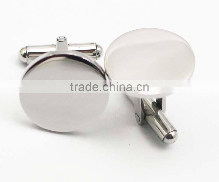 Personalized Logo Women Men Stainless Steel Round Blank Gold Cufflinks