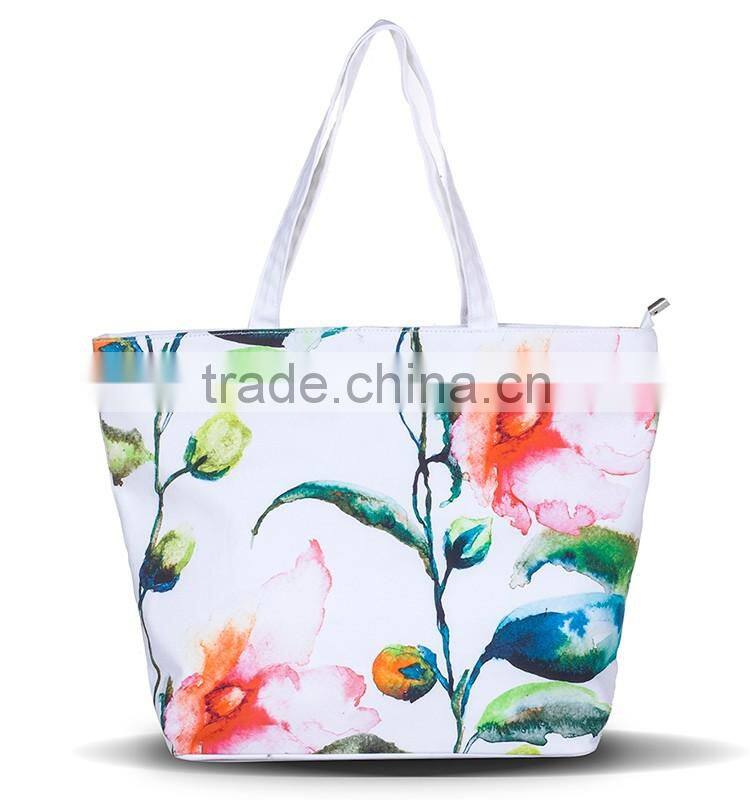 New Arrival Female Canvas Tote European Style Floral Printing Women Handbag Canvas Beach Bags For Girls Bolsa Feminina