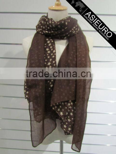 Star Print long Polyester Scarf for ladies AZO Free BSCI and Sedex Audited
